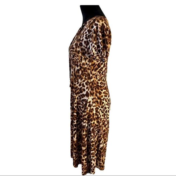 Susan Lawrence Leopard Print Short Sleeve MIDI - Picture 2 of 5
